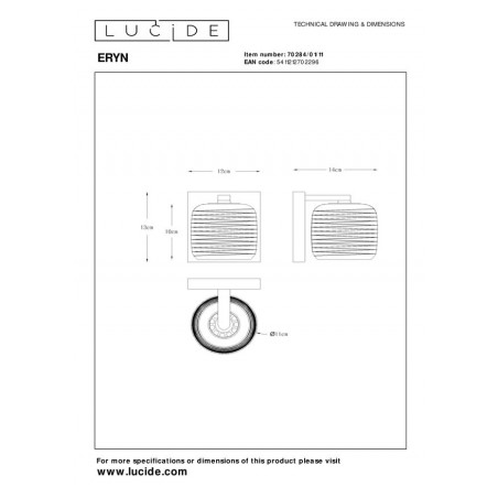 Lucide Kinkiet ERYN 70284/01/11 srebrny i odcienie srebra, złoty i odcienie złota