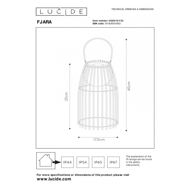 Lucide Lampa zewnętrzna przenośna FJARA 06801/01/33 zielony