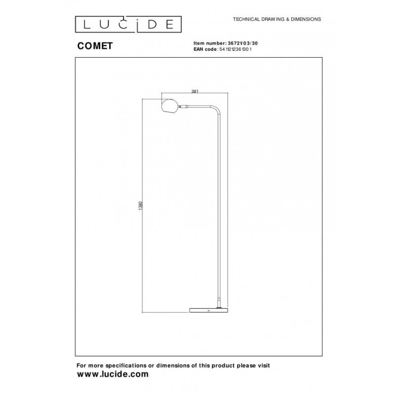 Lucide Lampa podłogowa COMET 36721/03/30 czarny