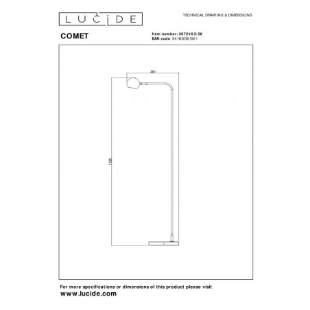 Lucide Lampa podłogowa COMET 36721/03/30 czarny