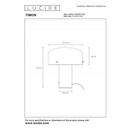 Lucide Lampa stołowa TIMON 05539/01/02 złoty i odcienie złota, biały