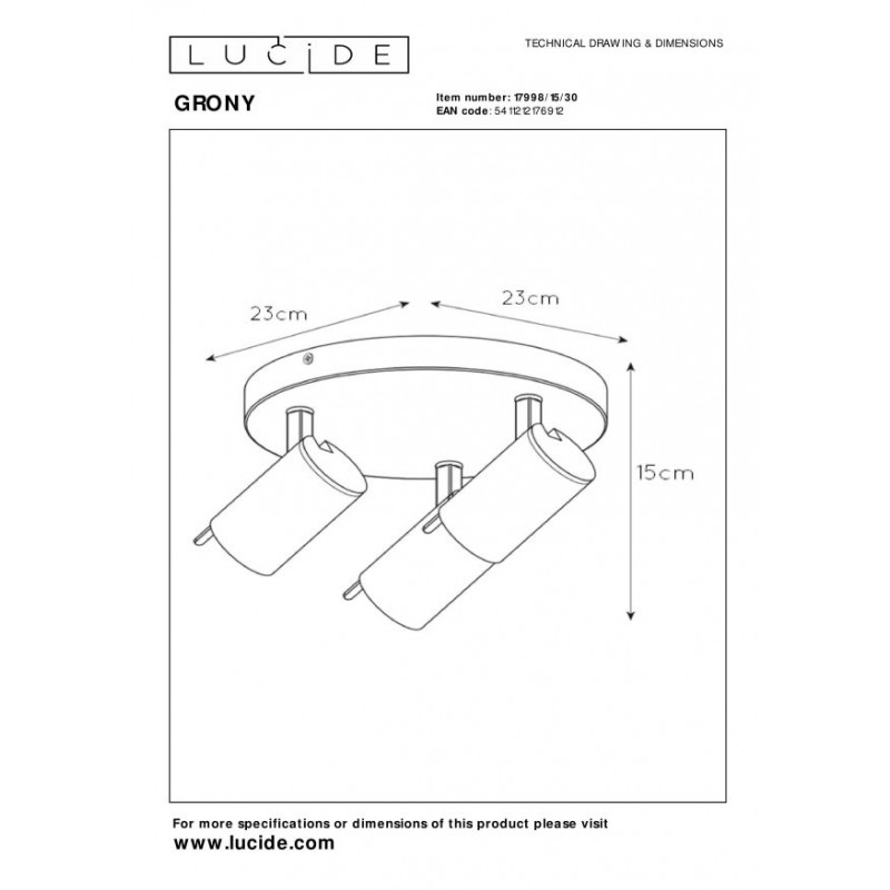Lucide Reflektor sufitowy GRONY 17998/15/30 czarny, złoty i odcienie złota