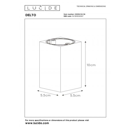 Lucide Lampa natynkowa DELTO LED 09916/06/36 szary i odcienie szarości