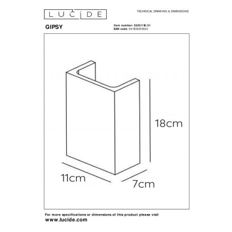Lucide Kinkiet GIPSY 35201/18/31 biały
