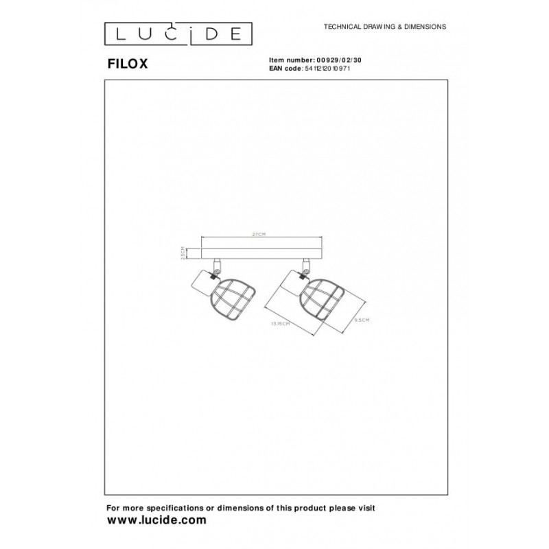 Lucide Reflektor ścienny FILOX 00929/02/30 czarny