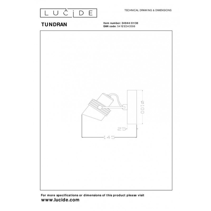 Lucide Reflektor sufitowy TUNDRAN 34944/01/30 czarny, złoty i odcienie złota