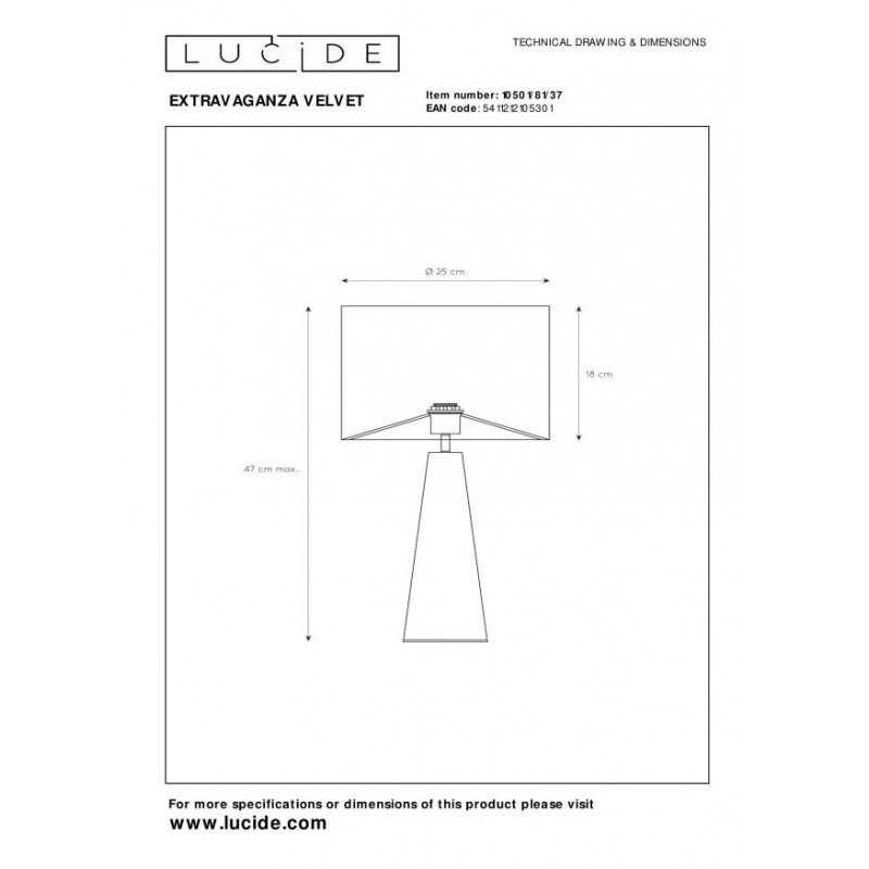 Lucide Lampa stołowa EXTRAVAGANZA VELVET 10501/81/37 inny