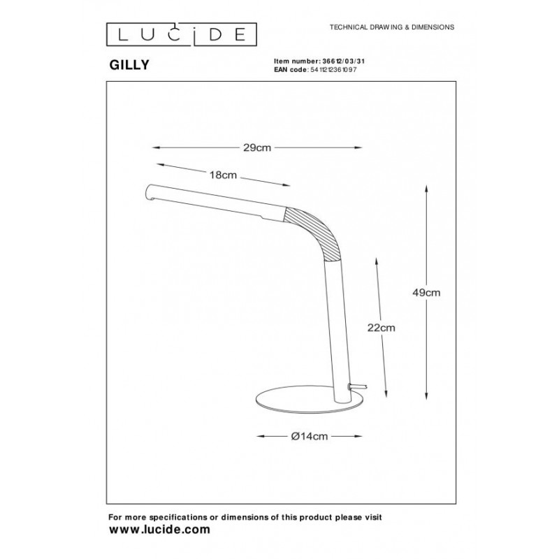 Lucide Lampa biurkowa GILLY 36612/03/31 biały