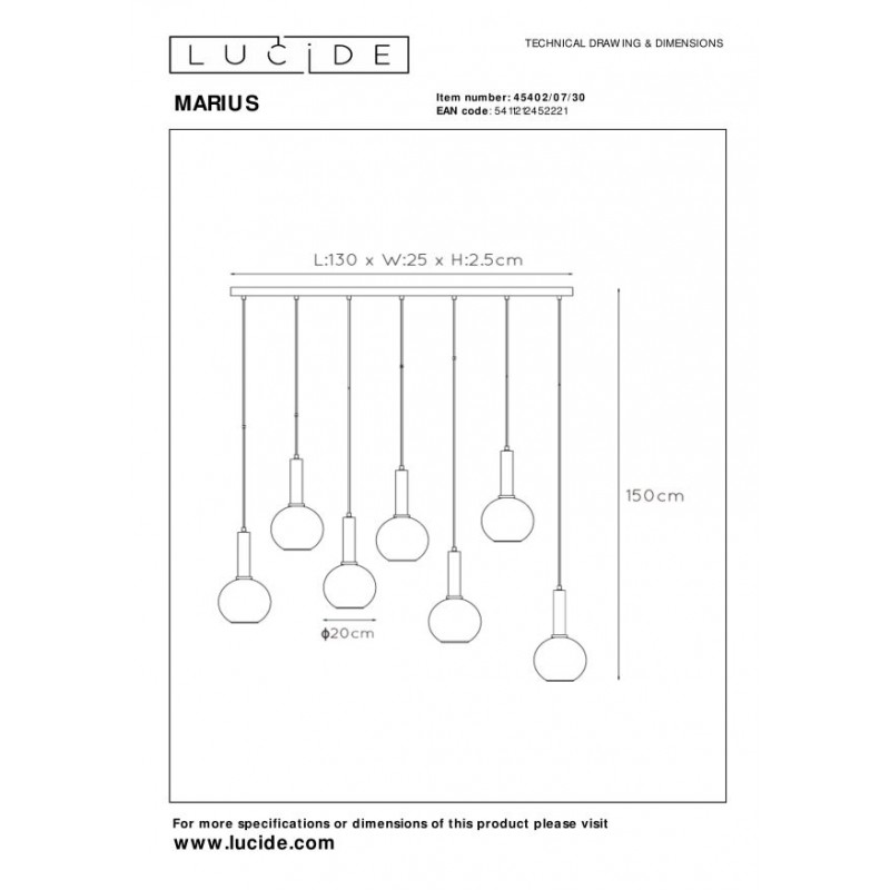Lucide Lampa wisząca nowoczesna MARIUS 45402/07/30 czarny
