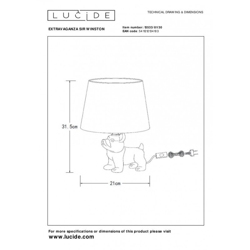 Lucide Lampa stołowa EXTRAVAGANZA SIR WINSTON 13533/81/30 czarny