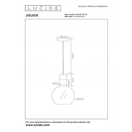 Lucide Lampa wisząca nowoczesna JULIUS 34438/40/65 złoty i odcienie złota, złoty i odcienie złota