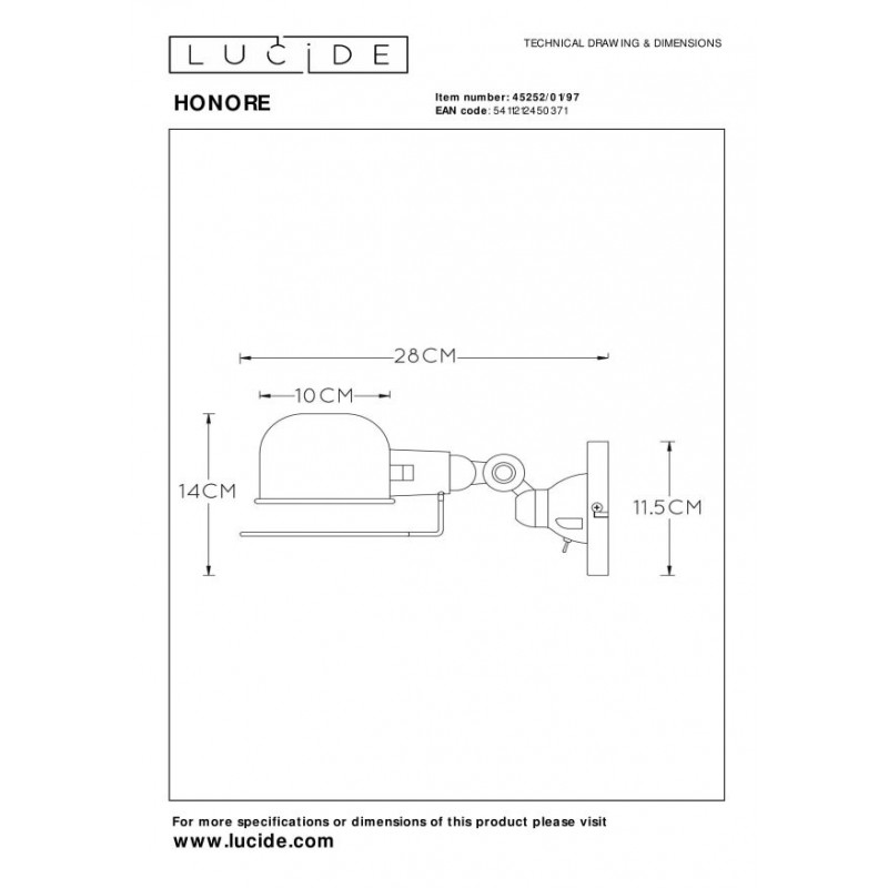 Lucide Kinkiet HONORE 45252/01/97 brązowy i odcienie brązu, szary i odcienie szarości