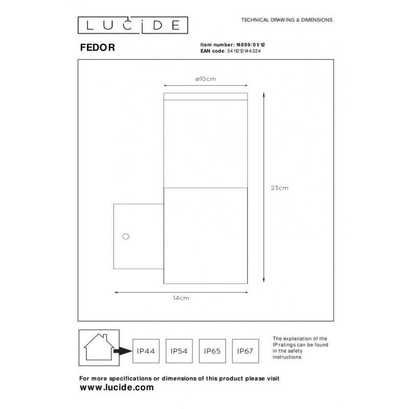 Lucide Lampa zewnętrzna ścienna FEDOR 14899/01/12 srebrny i odcienie srebra