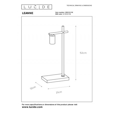 Lucide Lampa stołowa LEANNE 21521/01/30 czarny