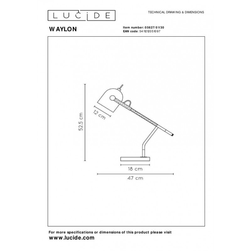 Lucide Lampa biurkowa WAYLON 05627/01/30 czarny, brązowy i odcienie brązu