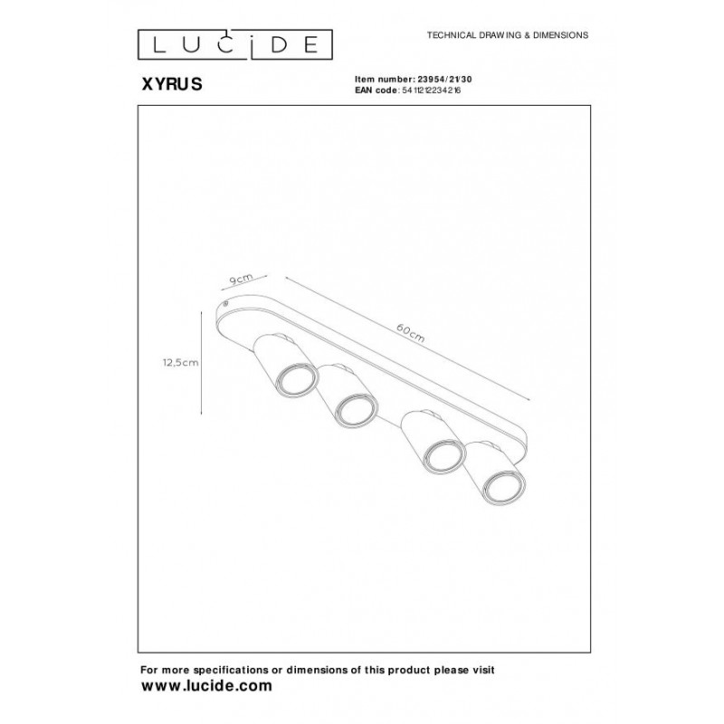 Lucide Reflektor sufitowy XYRUS 23954/21/30 czarny