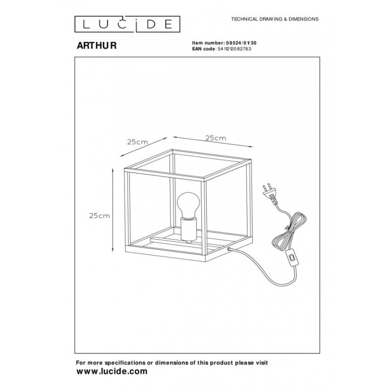 Lucide Lampa stołowa ARTHUR 08524/01/30 czarny, miedziany