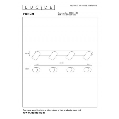 Lucide Reflektor sufitowy PUNCH 13958/04/30 czarny