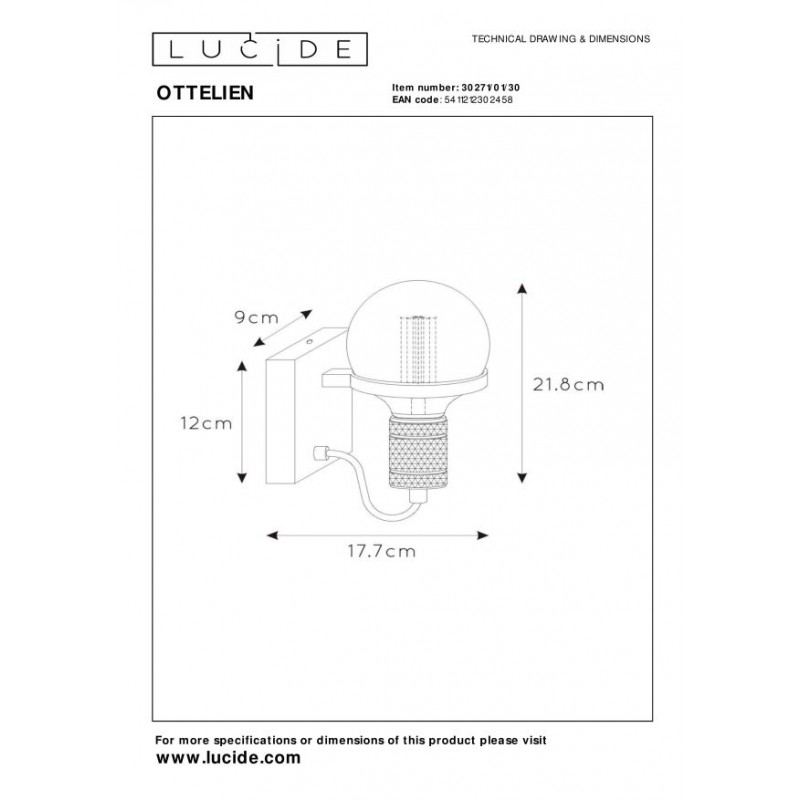 Lucide Kinkiet OTTELIEN 30271/01/30 czarny, złoty i odcienie złota