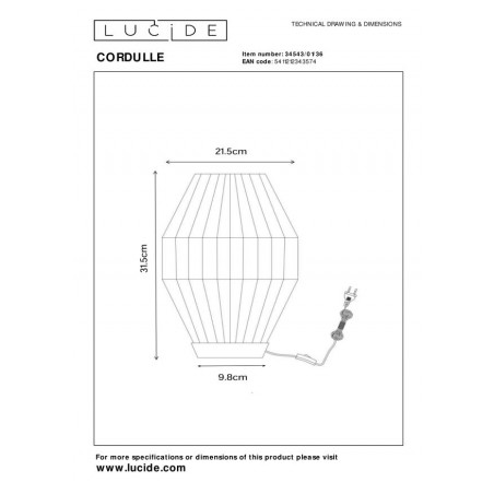 Lucide Lampa stołowa CORDULLE 34543/01/36 szary i odcienie szarości, czarny
