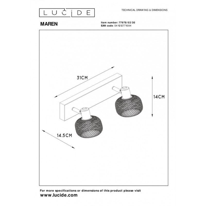 Lucide Reflektor sufitowy MAREN 77978/02/30 czarny