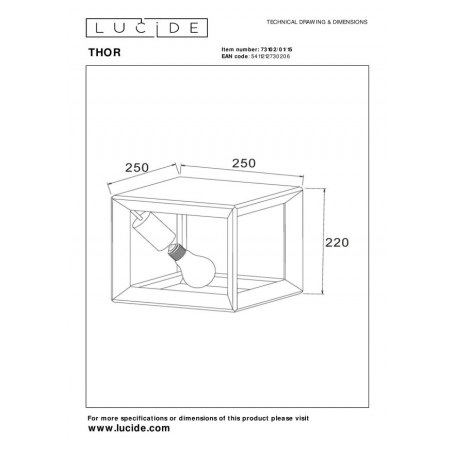 Lucide Lampa natynkowa THOR 73102/01/15 szary i odcienie szarości