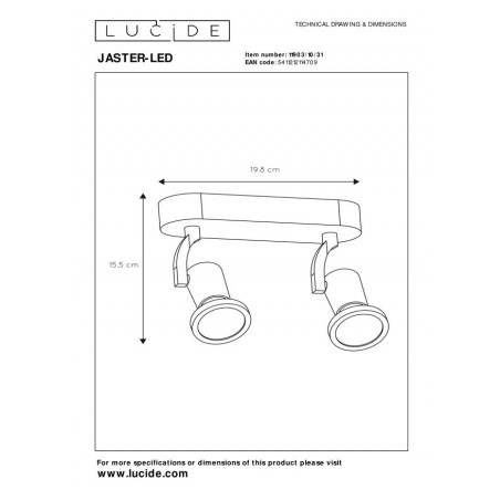 Lucide Reflektor sufitowy JASTER LED 11903/10/31 biały