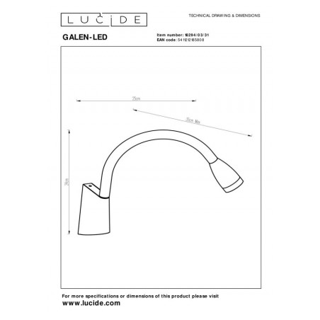 Lucide Kinkiet GALEN 18294/03/31 biały