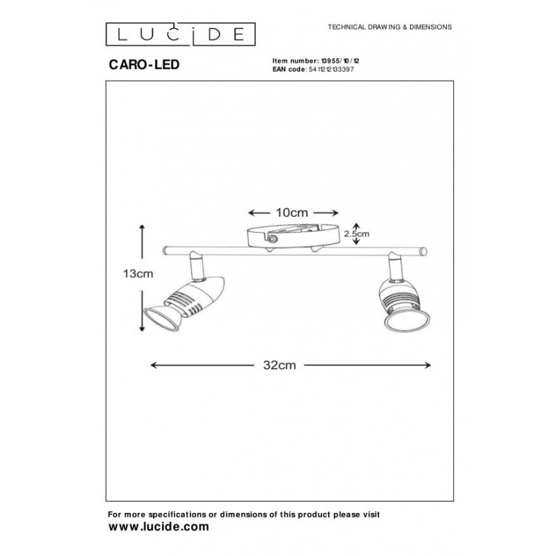 Lucide Reflektor sufitowy CARO-LED 13955/10/12 srebrny i odcienie srebra