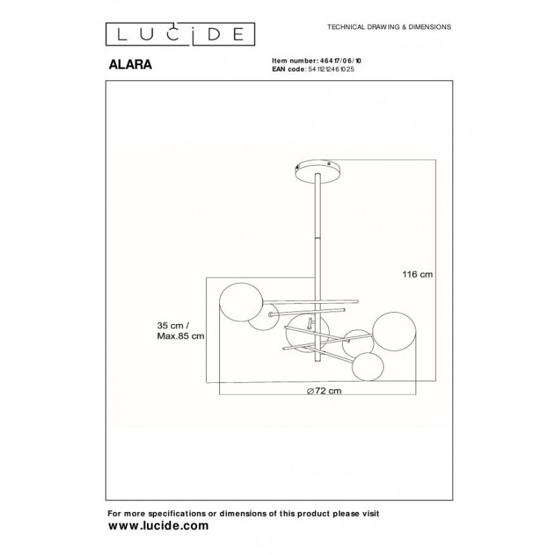 Lucide Lampa wisząca LED nowoczesna ALARA 46417/06/10 złoty i odcienie złota
