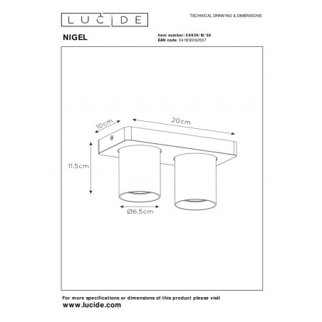 Lucide Reflektor sufitowy NIGEL 09929/10/30 czarny