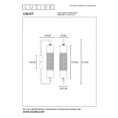 Lucide Kinkiet CALIXT 05233/01/30 czarny