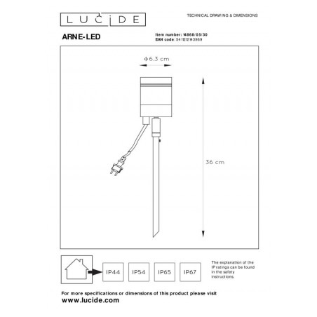 Lucide Lampa zewnętrzna stojąca ARNE-LED 14868/05/30 czarny
