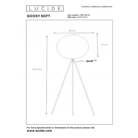 Lucide Lampa podłogowa GOOSY 71767/50/31 biały