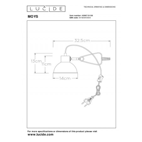 Lucide Lampa biurkowa MOYS 45987/01/30 czarny
