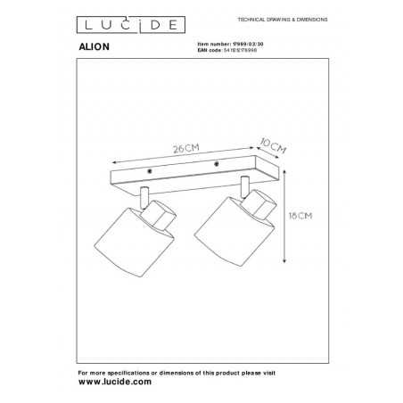 Lucide Reflektor sufitowy ALION 17999/02/30 czarny, szary i odcienie szarości