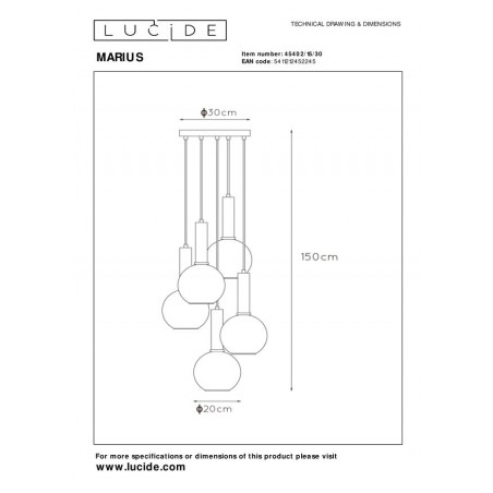 Lucide Lampa wisząca nowoczesna MARIUS 45402/15/30 czarny