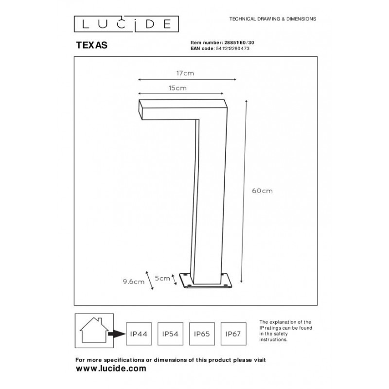 Lucide Lampa zewnętrzna stojąca TEXAS 28851/60/30 antracyt