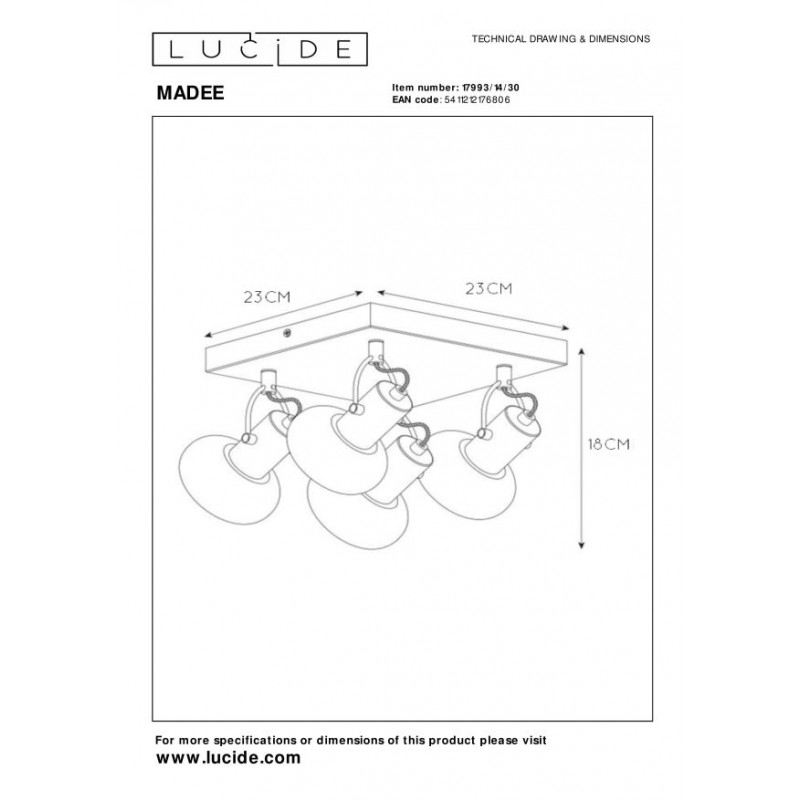 Lucide Reflektor sufitowy MADEE 17993/14/30 czarny