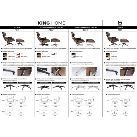 Fotel LOUNGE czarny / orzech - skóra naturalna