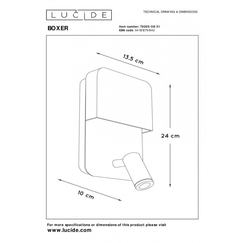 Lucide Kinkiet BOXER 79200/08/31 biały