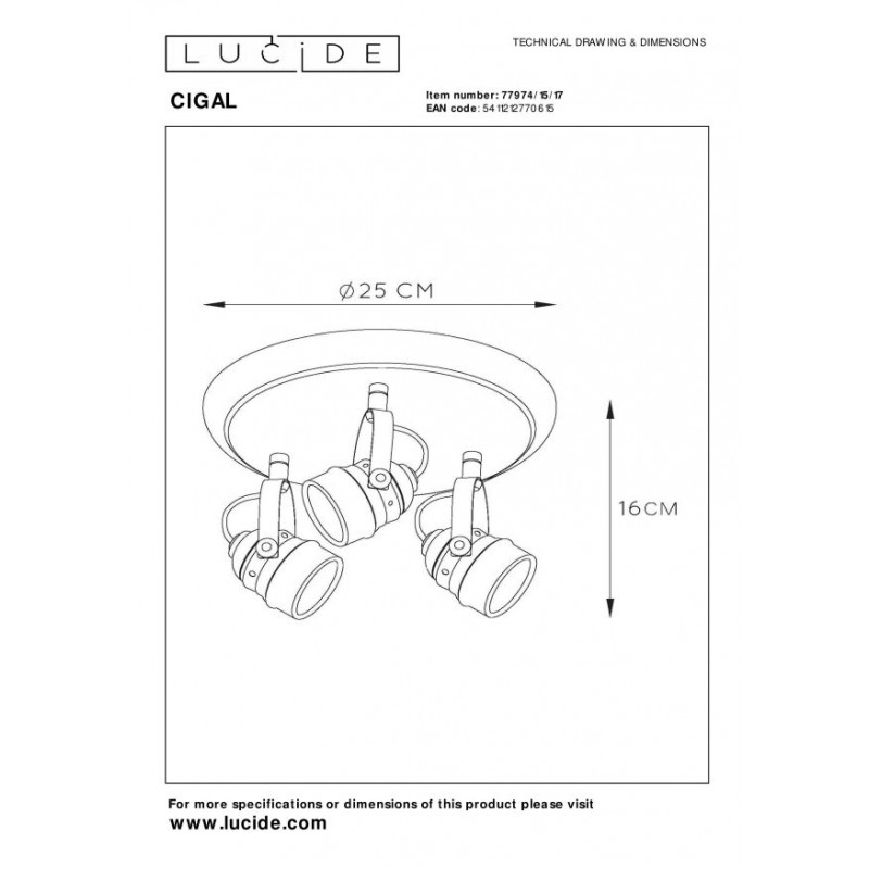 Lucide Reflektor sufitowy CIGAL 77974/15/17 miedziany