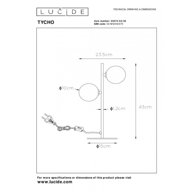Lucide Lampa stołowa TYCHO 45574/02/30 czarny
