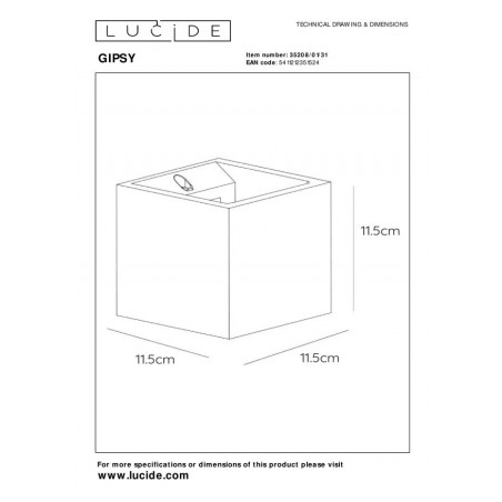 Lucide Kinkiet GIPSY 35208/01/31 biały