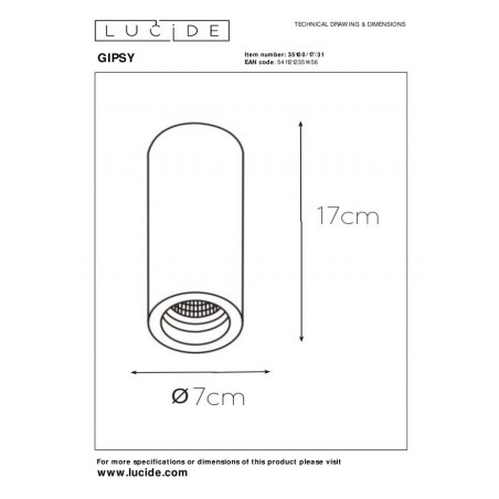 Lucide Lampa natynkowa GIPSY 35100/17/31 biały