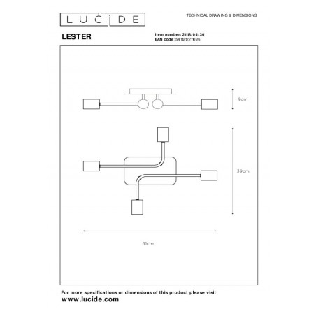 Lucide Lampa natynkowa LESTER 21118/04/30 czarny