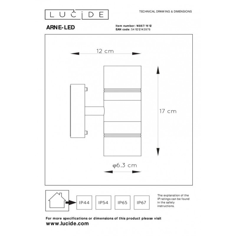 Lucide Lampa zewnętrzna ścienna ARNE-LED 14867/11/12 srebrny i odcienie srebra