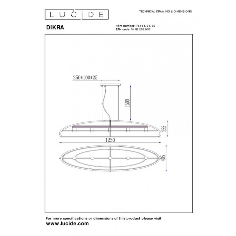 Lucide Lampa wisząca nowoczesna DIKRA 76464/05/30 czarny