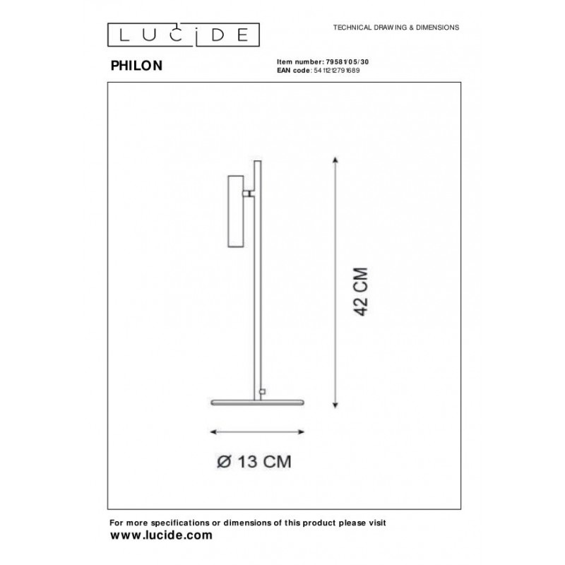 Lucide Lampa stołowa PHILON 79581/05/30 czarny