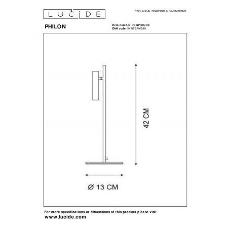 Lucide Lampa stołowa PHILON 79581/05/30 czarny
